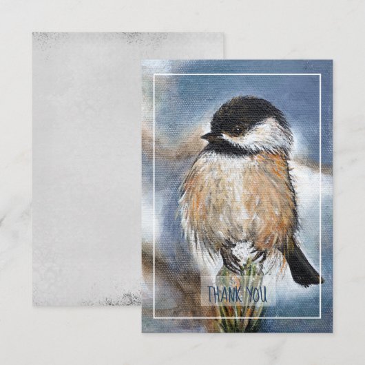 Sweet Winter Chickadee Bird Artwork Bedankkaart (Voorkant / Achterkant)