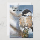 Sweet Winter Chickadee Bird Holiday Card Feestdagenkaart (Voorkant)