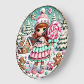 Sweet Winter Christmas Feestelijk Meisje Snoep Grote Klok (Hoek)
