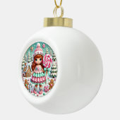 Sweet Winter Christmas Feestelijk Meisje Snoep Keramische Bal Ornament (Rechts)