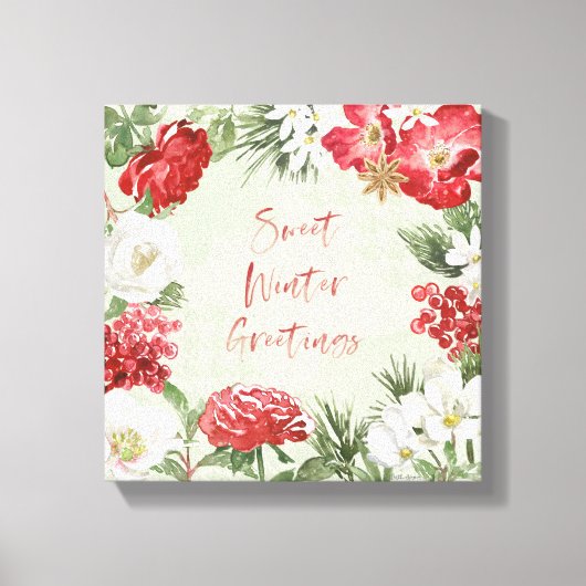 Sweet Winter Greetings Canvas Afdruk (Voorkant)