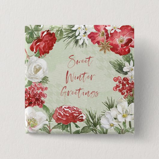 Sweet Winter Greetings Vierkante Button 5,1 Cm (Voorkant)