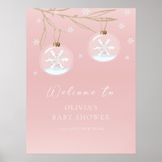 Sweet Winter Sneeuwvlok Baby shower Welkomstbord Poster (Voorkant)