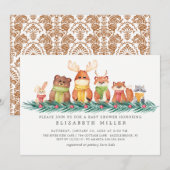 Sweet Winter Woodland Animals Baby shower Kaart (Voorkant / Achterkant)