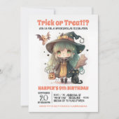 Sweet Witch Halloween Verjaardagsfeestuitnodiging Kaart (Voorkant)