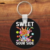 Sweet With A Sour Side Funny Candy Patch Delicious Sleutelhanger (Voorkant)