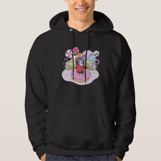 Sweet wizard panda in candy country chocolate fact hoodie (Voorkant)