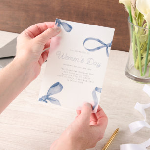 Sweet Women's Day Fancy Bow History Month Vellum Uitnodigingen