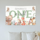 Sweet Woodland Animal 1st Birthday Party Banner<br><div class="desc">Bent u van plan een speciale verjaardagsfeestdag te houden voor de eerste verjaardag van uw kleine? Viel de groeiende onafhankelijkheid en liefde van je kleine met deze schattige Sweet Woodland Animal 'wild one' Birthday BANNER! Deze banner is uitgerust met een zoet en leuk ontwerp voor een beboste bosgrond en maakt...</div>