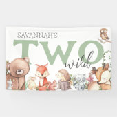 Sweet Woodland Animal 2e verjaardag Spandoek (Horizontaal)