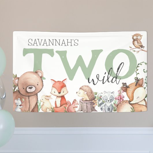 Sweet Woodland Animal 2e verjaardag Spandoek