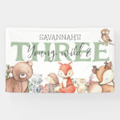 Sweet Woodland Animal 3rd Birthday Party Spandoek (Horizontaal)