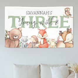 Sweet Woodland Animal 3rd Birthday Party Spandoek