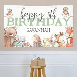 Sweet Woodland Animal Birthday Party Banner<br><div class="desc">Ben je van plan een speciale verjaardagsfeestdag te houden voor je kinderverjaardag? Viel de groeiende onafhankelijkheid en liefde van je kleine met deze schattige Sweet Woodland Animal 'any age' Birthday BANNER! Deze banner is uitgerust met een zoet en leuk ontwerp voor een beboste bosgrond en maakt de verjaardag van uw...</div>