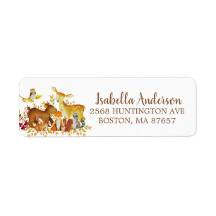 Sweet Woodland Animals Baby shower Adres Label