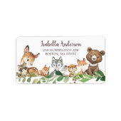 Sweet Woodland Animals Baby shower Adres Label (Voorkant)