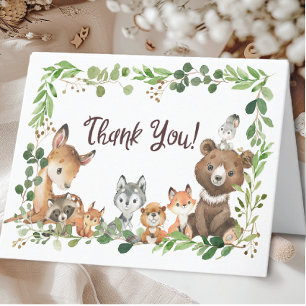 Sweet Woodland Animals Baby shower Dank u wel Bedankkaart