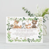 Sweet Woodland Animals Baby shower Invitation Kaart (Staand voorkant)
