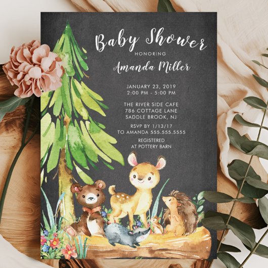 Sweet Woodland Animals Baby shower Invitation Kaart