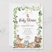 Sweet Woodland Animals Baby Shower Invitation Kaart (Voorkant)