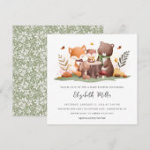 Sweet Woodland Animals Baby shower Kaart (Voorkant / Achterkant)