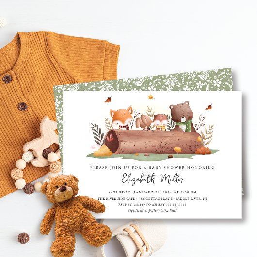 Sweet Woodland Animals Baby shower Kaart