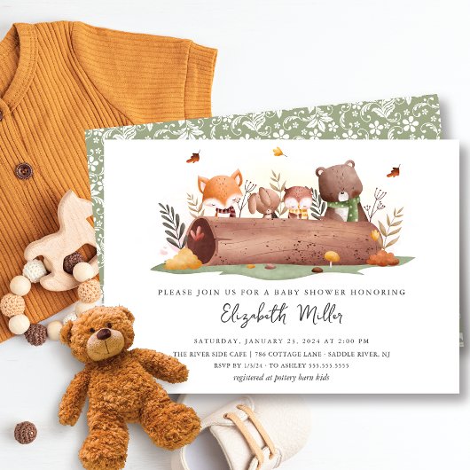 Sweet Woodland Animals Baby shower Kaart
