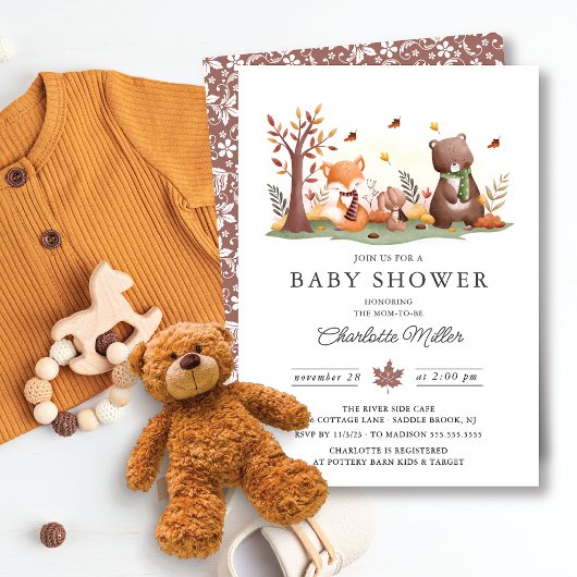 Sweet Woodland Animals Baby shower Kaart