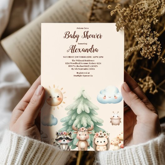 Sweet Woodland Animals Baby shower Kaart