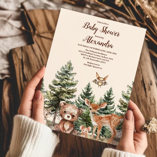 Sweet Woodland Animals Baby shower Kaart