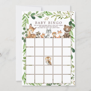 Sweet Woodland Animals BINGO Baby shower Game Kaart