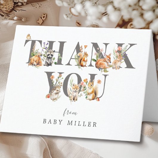Sweet Woodland Animals Dank u kaart