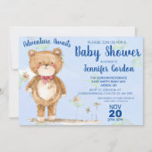 Sweet Woodland Beer Blue Baby shower Kaart (Voorkant)