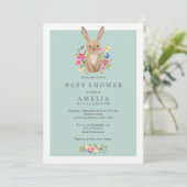 Sweet Woodland Bunny Baby shower Invitation Kaart (Staand voorkant)