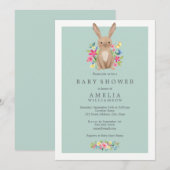 Sweet Woodland Bunny Baby shower Invitation Kaart (Voorkant / Achterkant)