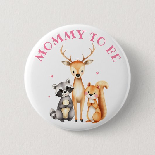 Sweet Woodland Creatures Mama To Be Ronde Button 5,7 Cm (Voorkant)