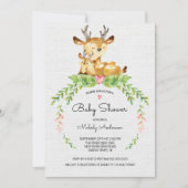 Sweet Woodland Deer Baby shower Invitation Kaart (Voorkant)