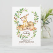Sweet Woodland Deer Baby shower Invitation Kaart (Staand voorkant)