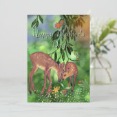 Sweet Woodland Deer Moederdag Feestdagenkaart (Staand voorkant)