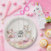 Sweet Woodland Dier Meisje Baby shower Papieren Bordje (Feest)