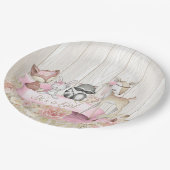 Sweet Woodland Dier Meisje Baby shower Papieren Bordje (Gekanteld)
