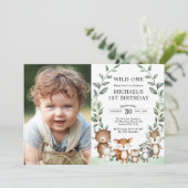 Sweet Woodland Forest Animals Greenery Birthday Kaart (Staand voorkant)