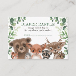Sweet Woodland Forest Baby Animals Diaper Raffle Informatiekaartje
