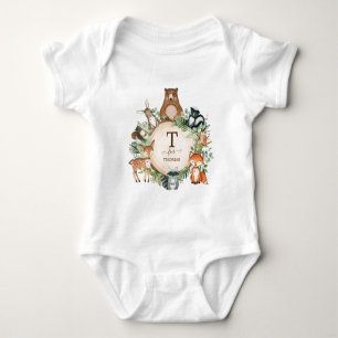 Sweet Woodland Forest Friends Monogram op maat Romper