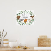 Sweet Woodland Forest Greenery Wreath Baby Welcome Poster (Keuken)