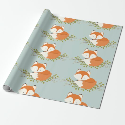 Sweet Woodland Fox Baby inpakpapier (Uitgerold)