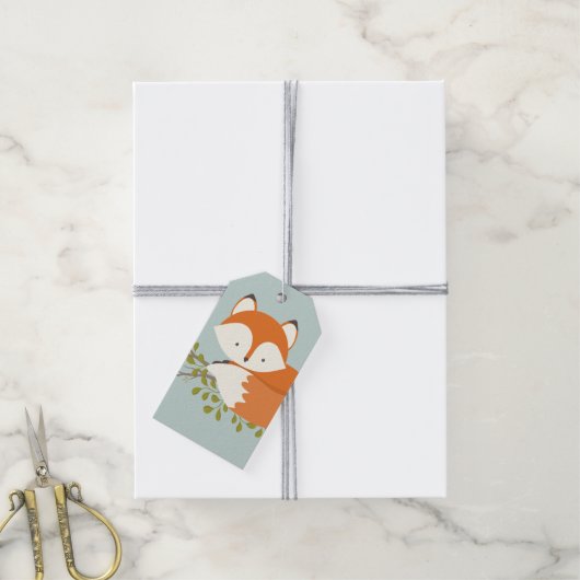 Sweet Woodland Fox Baby shower Favor Cadeau Label Cadeaulabel (Met Touw)