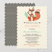 Sweet Woodland Fox Baby shower Invitation Kaart (Voorkant / Achterkant)
