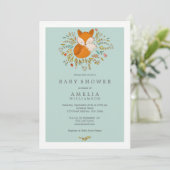 Sweet Woodland Fox Baby shower Invitation Kaart (Staand voorkant)