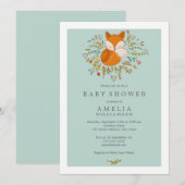 Sweet Woodland Fox Baby shower Invitation Kaart (Voorkant / Achterkant)